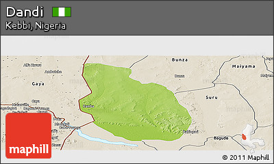 Physical Panoramic Map of Dandi, shaded relief outside