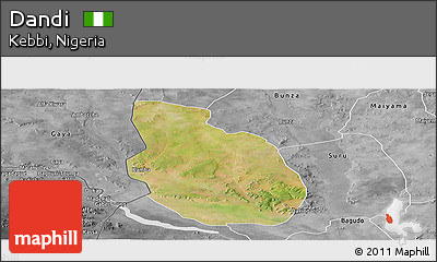 Satellite Panoramic Map of Dandi, desaturated