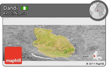 Satellite Panoramic Map of Dandi, desaturated