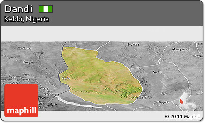 Satellite Panoramic Map of Dandi, desaturated