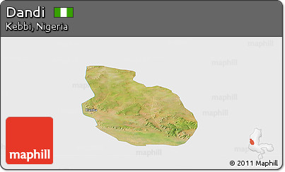 Satellite Panoramic Map of Dandi, single color outside
