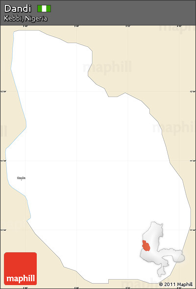 Classic Style Simple Map of Dandi, single color outside