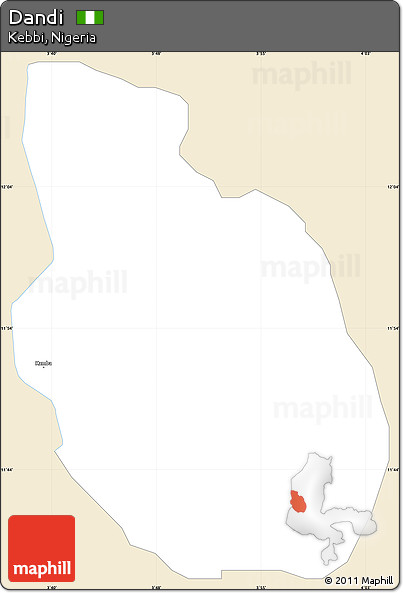 Classic Style Simple Map of Dandi, single color outside
