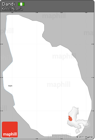 Gray Simple Map of Dandi, single color outside