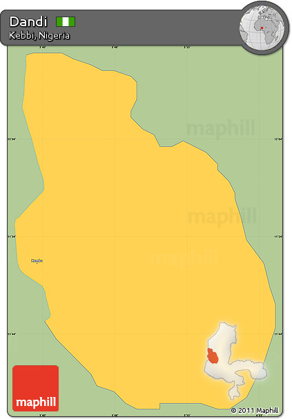 Savanna Style Simple Map of Dandi, single color outside