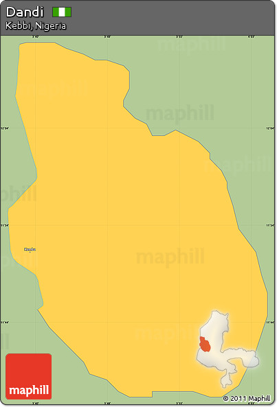 Savanna Style Simple Map of Dandi, single color outside