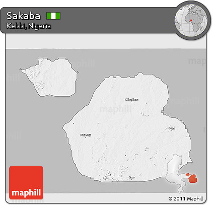 Gray 3D Map of Sakaba, single color outside
