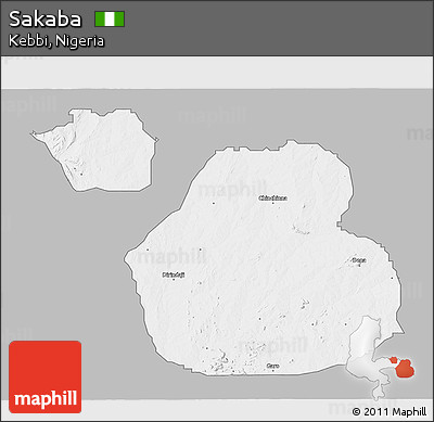 Gray 3D Map of Sakaba, single color outside