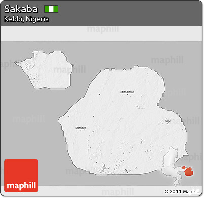 Gray 3D Map of Sakaba, single color outside