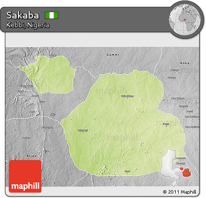 Physical 3D Map of Sakaba, desaturated