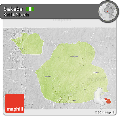 Physical 3D Map of Sakaba, lighten, desaturated