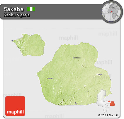 Physical 3D Map of Sakaba, single color outside