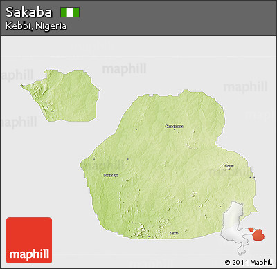 Physical 3D Map of Sakaba, single color outside