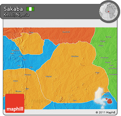 Political 3D Map of Sakaba