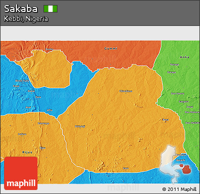 Political 3D Map of Sakaba