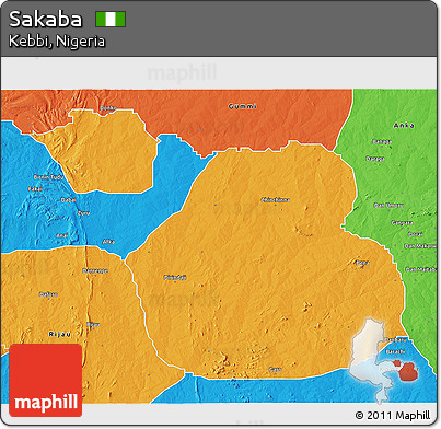 Political 3D Map of Sakaba