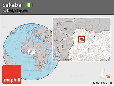 Gray Location Map of Sakaba, highlighted country