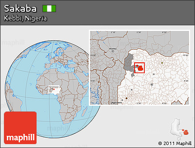 Gray Location Map of Sakaba, highlighted country, highlighted parent region