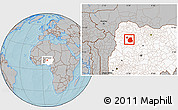 Gray Location Map of Sakaba, highlighted country, hill shading