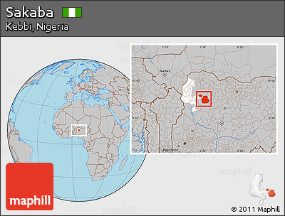 Gray Location Map of Sakaba, highlighted parent region
