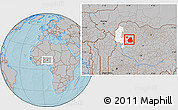 Gray Location Map of Sakaba, highlighted parent region, hill shading