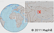 Gray Location Map of Sakaba, hill shading