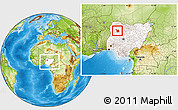 Physical Location Map of Sakaba, highlighted country, within the entire country