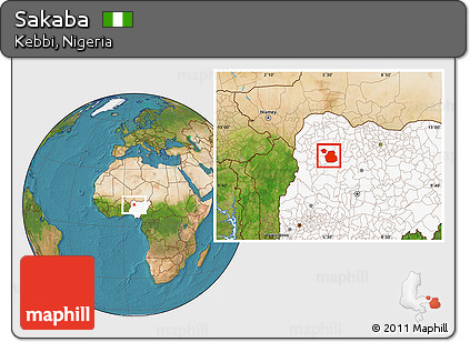 Satellite Location Map of Sakaba, highlighted country