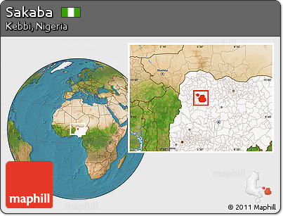 Satellite Location Map of Sakaba, highlighted country