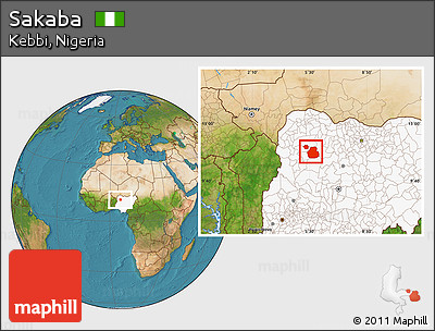 Satellite Location Map of Sakaba, highlighted country