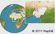 Satellite Location Map of Sakaba, highlighted country, highlighted parent region, within the entire country