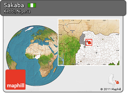 Satellite Location Map of Sakaba, highlighted country, highlighted parent region