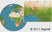 Satellite Location Map of Sakaba, highlighted parent region, within the entire country