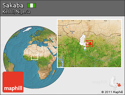 Satellite Location Map of Sakaba, highlighted parent region
