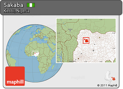 Savanna Style Location Map of Sakaba, highlighted country