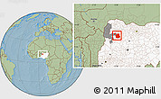 Savanna Style Location Map of Sakaba, highlighted country, highlighted parent region, hill shading