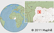 Savanna Style Location Map of Sakaba, highlighted country, hill shading