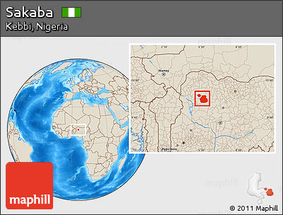 Shaded Relief Location Map of Sakaba