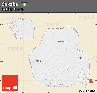 Classic Style Map of Sakaba, single color outside