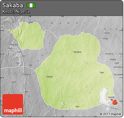 Physical Map of Sakaba, desaturated