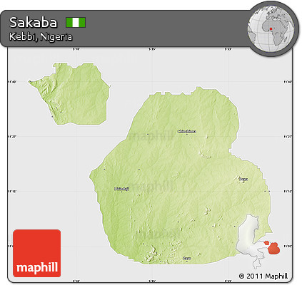 Physical Map of Sakaba, single color outside