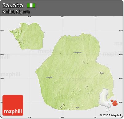 Physical Map of Sakaba, single color outside
