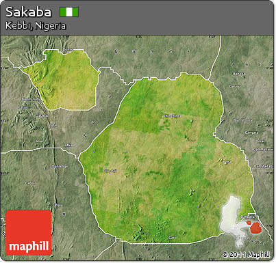 Satellite Map of Sakaba, semi-desaturated