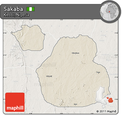 Shaded Relief Map of Sakaba, lighten