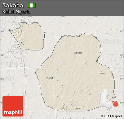 Shaded Relief Map of Sakaba, lighten