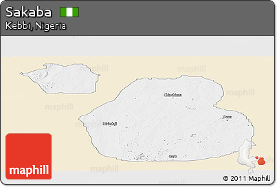 Classic Style Panoramic Map of Sakaba, single color outside