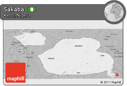 Gray Panoramic Map of Sakaba