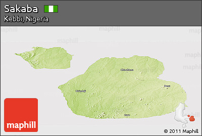 Physical Panoramic Map of Sakaba, cropped outside