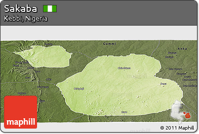 Physical Panoramic Map of Sakaba, darken