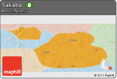 Political Panoramic Map of Sakaba, lighten